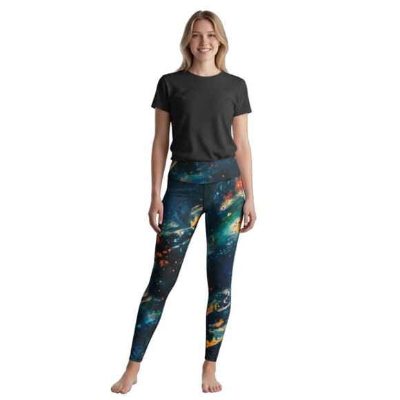 Abstract Apparel SZ Medium Leggings. Celestial All Over Print. Outer Space. Star - Picture 1 of 10